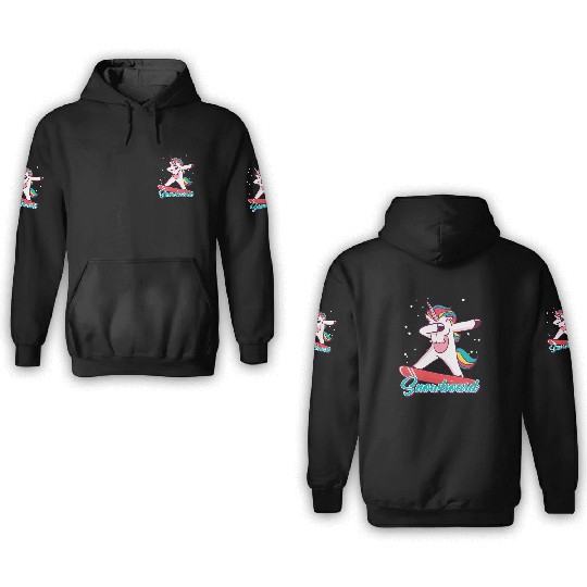 Snowboard Girls Snowboarding Unicorn 3D Hoodies