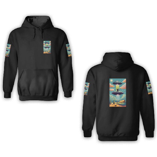 Cats and UFOS 3D Hoodies