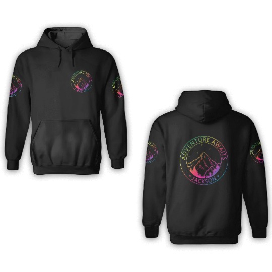 Jackson Jackson Hole Valley Wyoming Usa Adventure 3D Hoodies