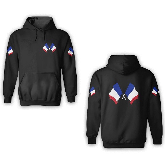 Crossed two flags France 3D Hoodies