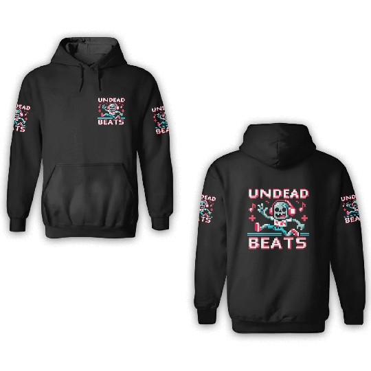 Undead Beats - 8-bit Zombie Groove 3D Hoodies