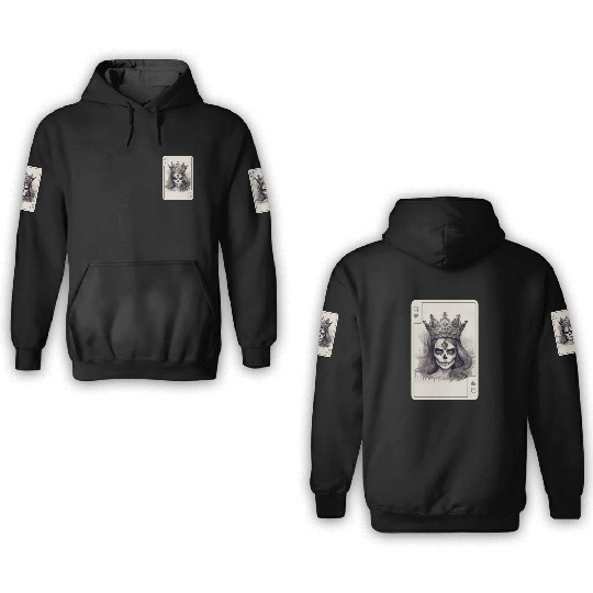 Queen of Hearts Gothic Poker Card Game Halloween 3D Hoodies