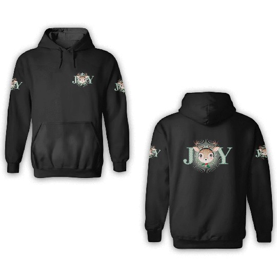 cute little deer in the Joy frame 3D Hoodies