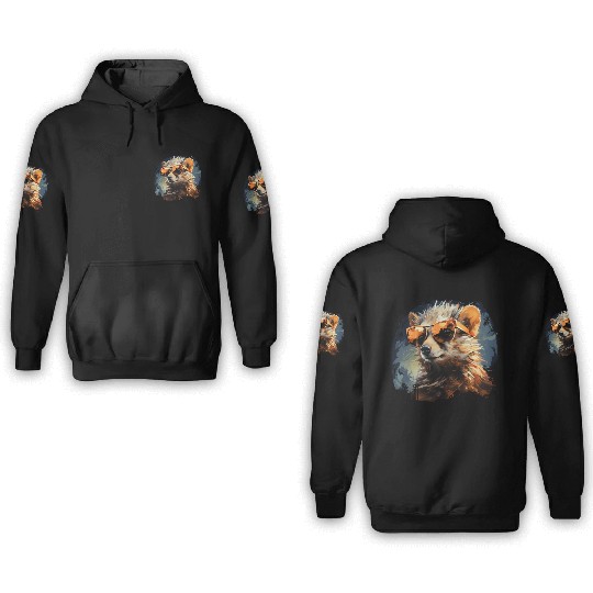 Cute Hedgehog with Sunglasses Gift 3D Hoodies