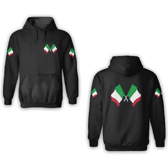 Flags of Italy crossed 3D Hoodies