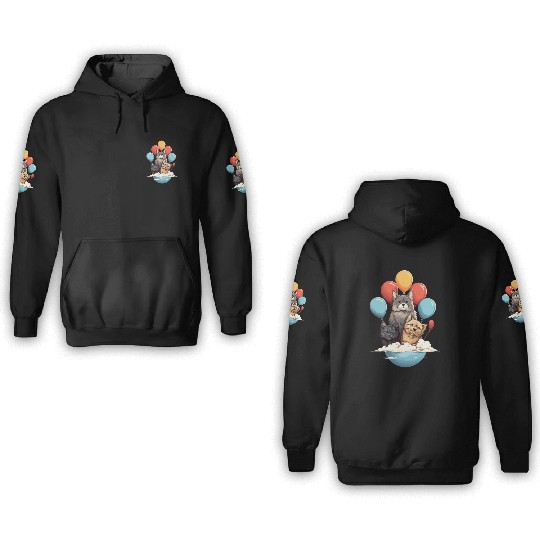 Cats, Dogs & Balloons 3D Hoodies