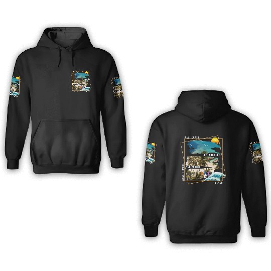 West Coast Los Angeles California Beach 3D Hoodies
