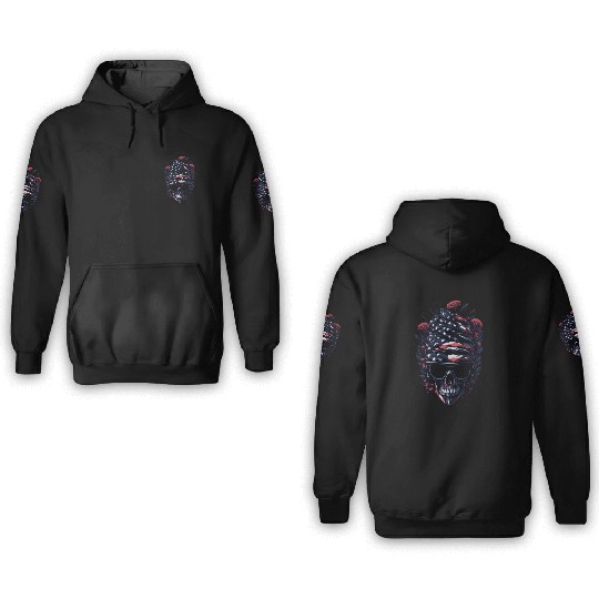 Theblack skull patriotic USA 3D Hoodies