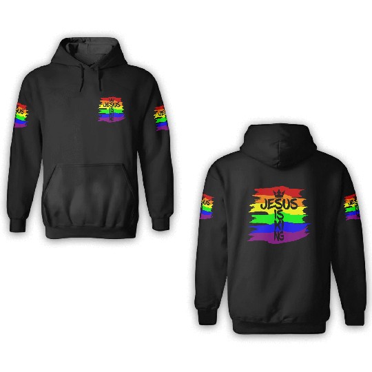 Queer Jesus is King Cross Crown Rainbow Colors 3D Hoodies