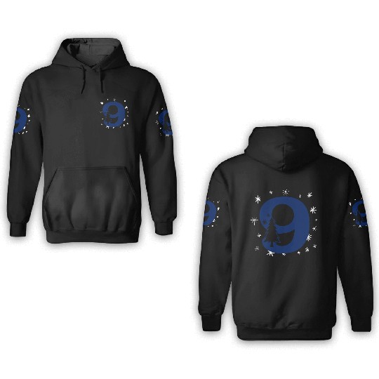 9 White Christmas Stars - Blue Number Nine 3D Hoodies