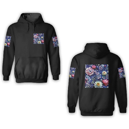 Midnight Floralscape 3D Hoodies