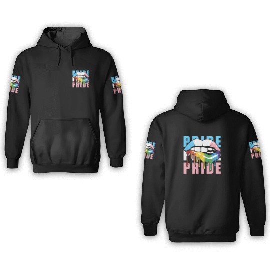 Transgender LGBTQ Flag Dripping Lips Rainbow Pride 3D Hoodies