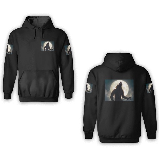 Werewolf standing in front of the moon 3D Hoodies