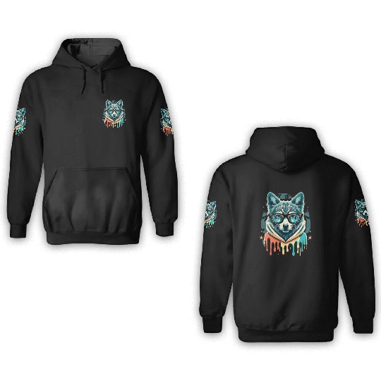 Hipster Wolf Drip 3D Hoodies