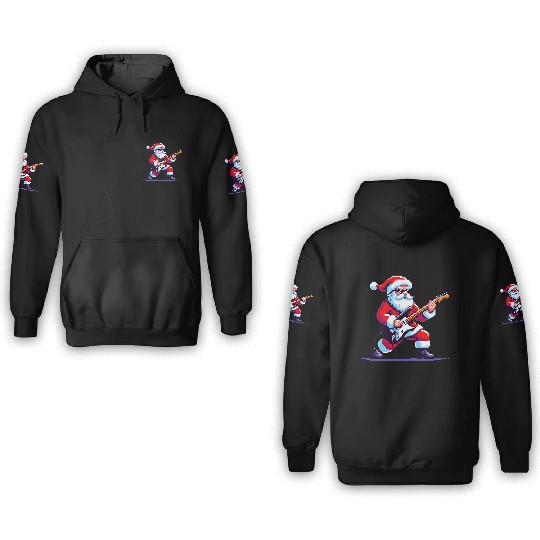Rocking Santa 8-Bit Pixel Art 3D Hoodies
