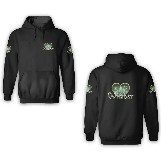 Winter Heart Evergreen Retro Sunset 3D Hoodies