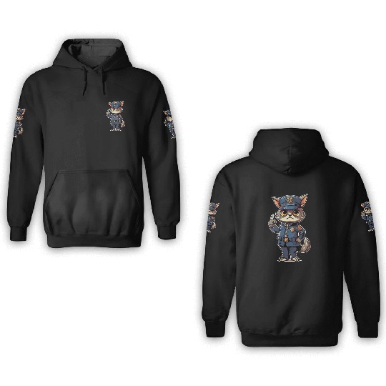 Cat Police Officer Sheriff Cop Enforcer Cat 3D Hoodies