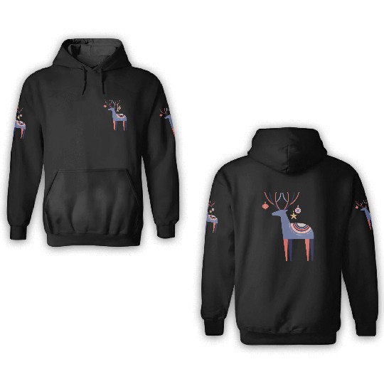 Abstract Deer with Christmas Decorations 3D Hoodies