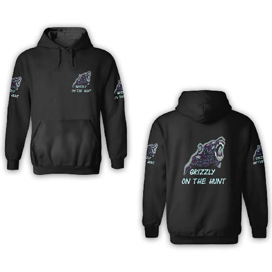 Grizzly On The Hunt 3D Hoodies