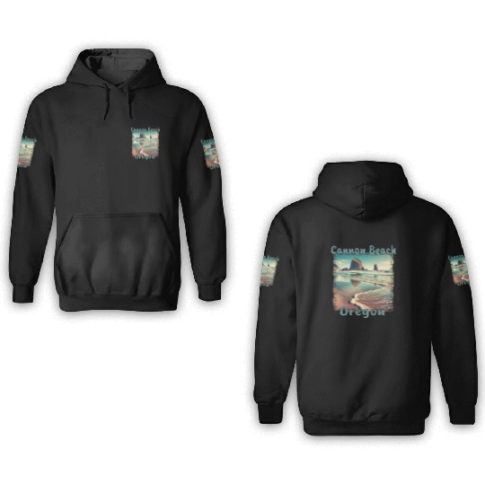 Cannon Beach, Oregon, USA - Relaxing Seaside 3D Hoodies
