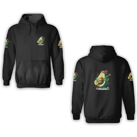Avocado playing guitar 3D Hoodies