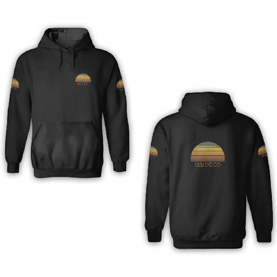 Retro San Diego California Sunset Vacation 3D Hoodies