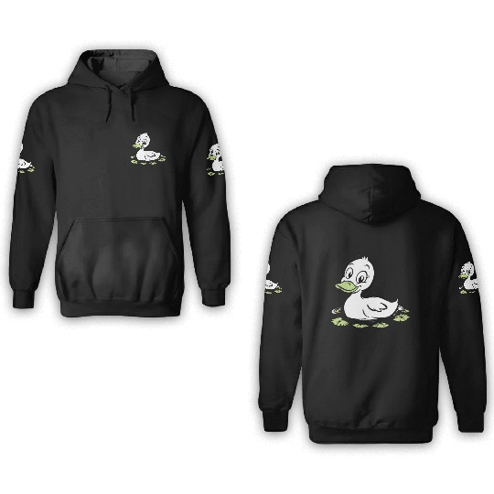 Cute duck swimming in a swamp 3D Hoodies