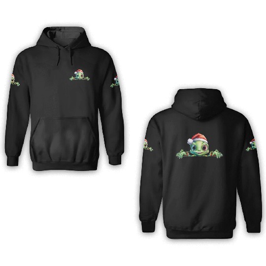 Winter Frog in a Santa Hat 3D Hoodies