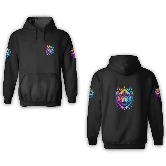 Wolf Neon Splash 3D Hoodies