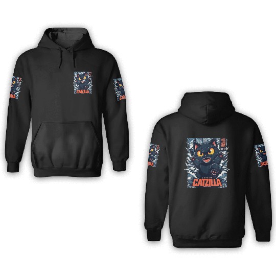 Kaiju Catzilla in Japan Tokyo 3D Hoodies