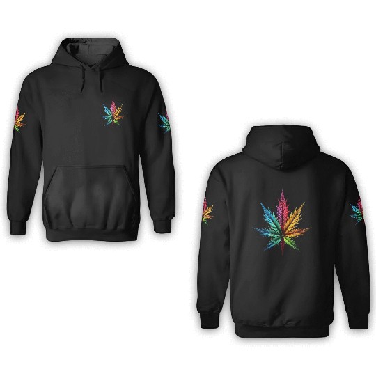 Spectrum Splendor: The Vivid Leaf 3D Hoodies