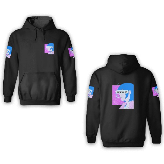 90's Sad Anime Girl Smoking Retro Lofi Japanese Ae 3D Hoodies