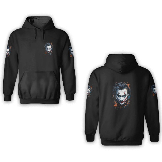 Chaos in Colors: Vibrant Joker Face 3D Hoodies