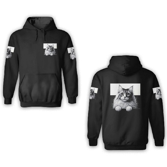 More Treats persian 1- Cute realistic cat drawing 3D Hoodies