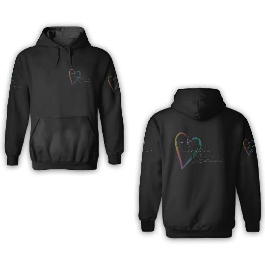 Live Laugh Lesbian LGBTQ Rainbow Heart Gay Pride 3D Hoodies