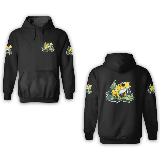 Golden Poison Frog Illustration 3D Hoodies
