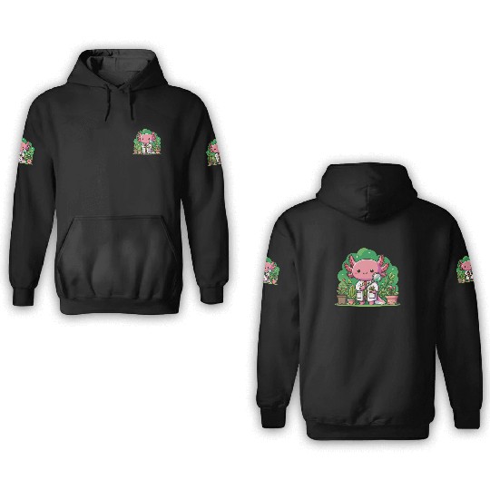 Axolotl As A Hobby Gardener Biologist Researcher 3D Hoodies