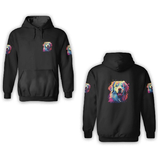 Watercolor Colorful Great Pyrenees 3D Hoodies