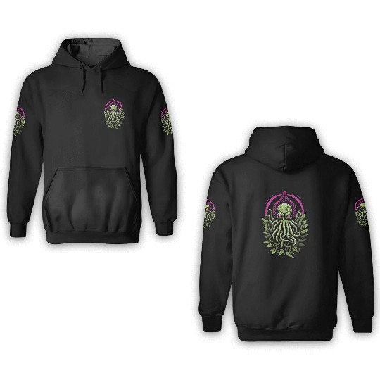 Colorful Cthulhu 3D Hoodies with Marijuana Leaves
