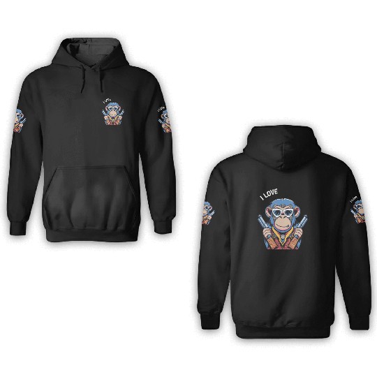 MONKEY SAYING I LOVE 3D Hoodies