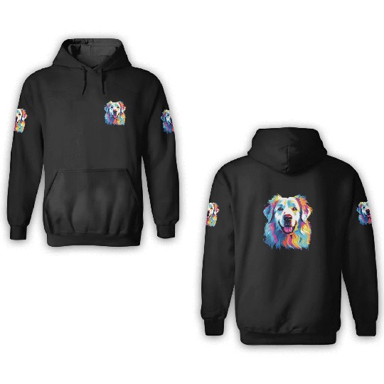 Watercolor Colorful Great Pyrenees 3D Hoodies