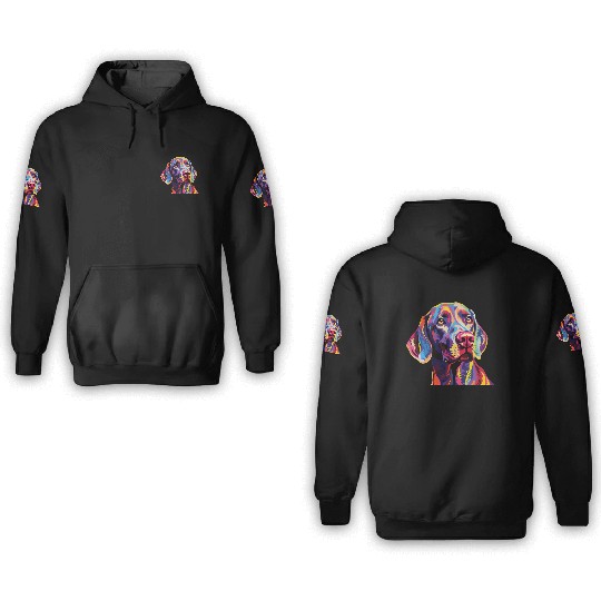 Watercolor Colorful Weimaraner 3D Hoodies