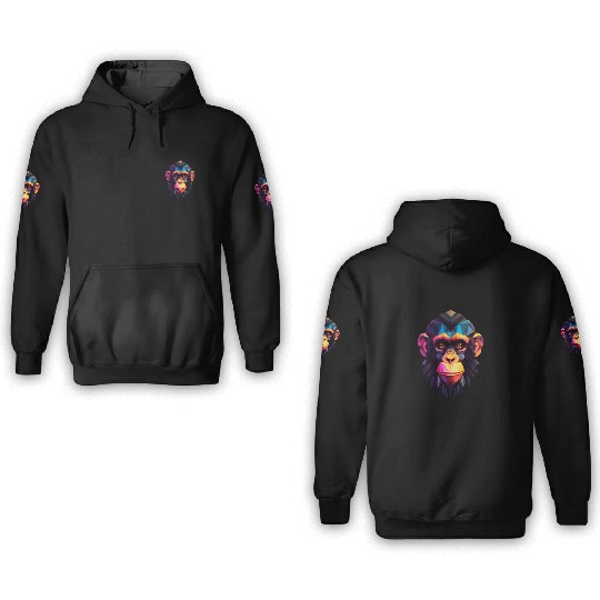 Geometric Style Chimpanzee 3D Hoodies
