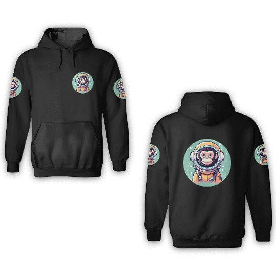 Monkey Ape Astronaut Illustration 3D Hoodies