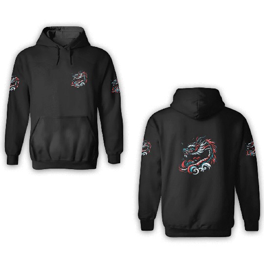 Colorful Chinese Dragon Artwork Essentials 3D Hoodies