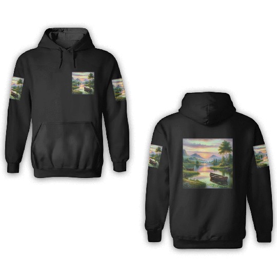 Serenity in Blossom Elegant Floral Art 3D Hoodies