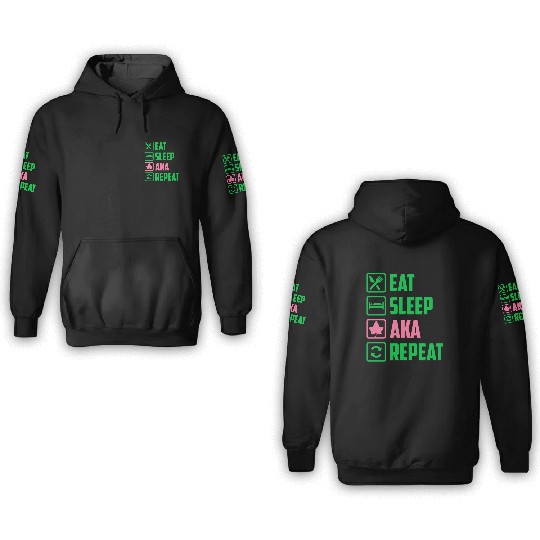 Eat Sleep AKA Repeat Alpha Kappa Alpha Womens Gift 3D Hoodies