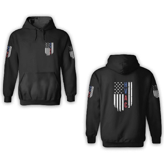 HVAC Technician US American Flag HVAC Mechanic 3D Hoodies