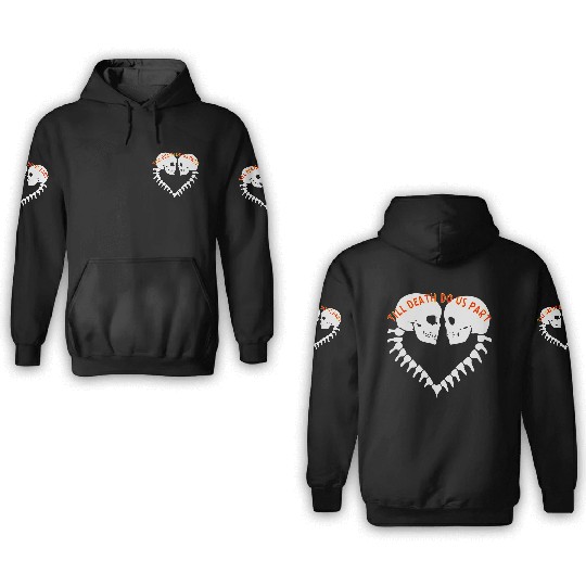 Skulls Till Death Do Us Part Heart © 3D Hoodies
