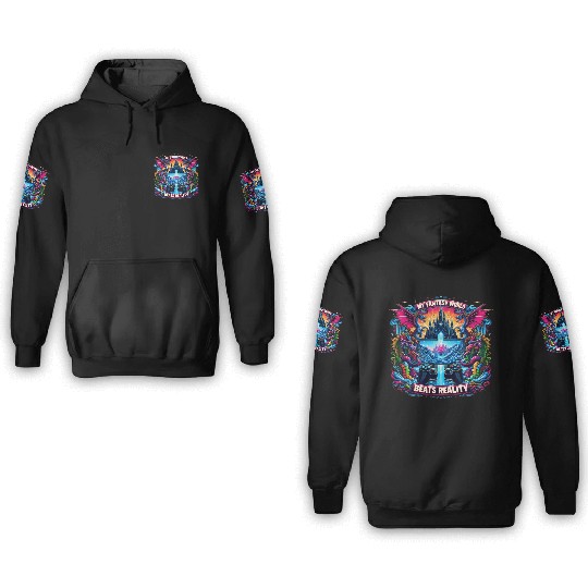 My fantasy world beats reality - Fantasy 3D Hoodies